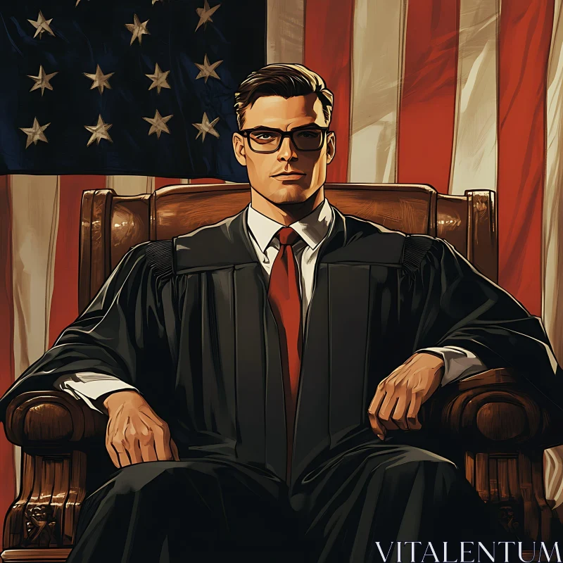 Justice and Patriotism Judge Portrait AI Image