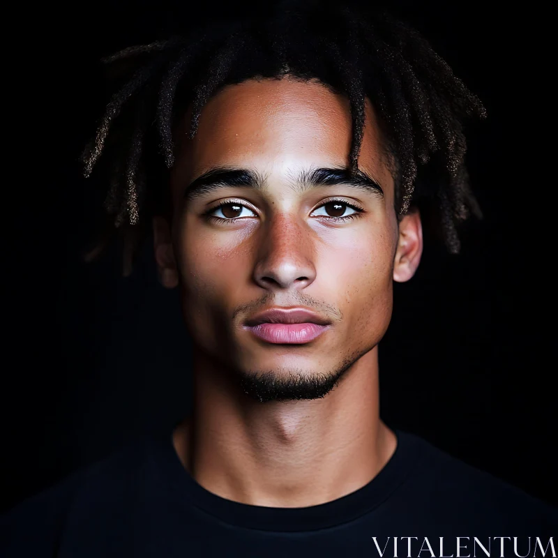 Close-Up of Young Man with Dreadlocks AI Image