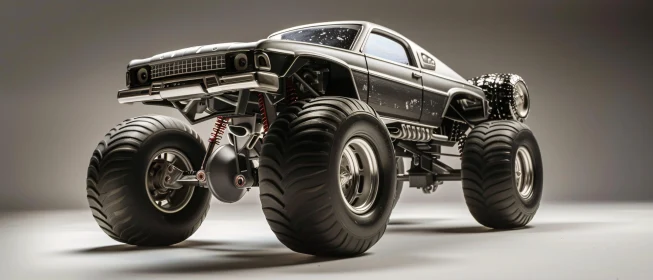 Intricate Black Monster Truck on Display