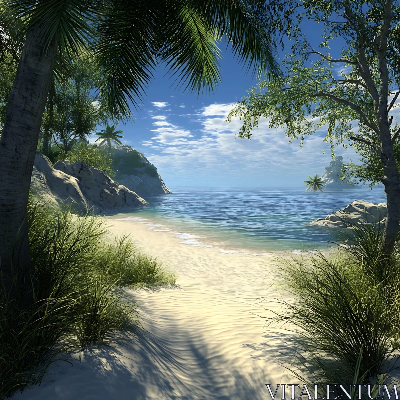 Peaceful Island Beach Scene AI Image