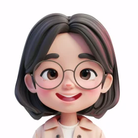 Joyful 3D Animated Character with Glasses