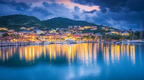 Tranquil Evening Harbor on a Tropical Island