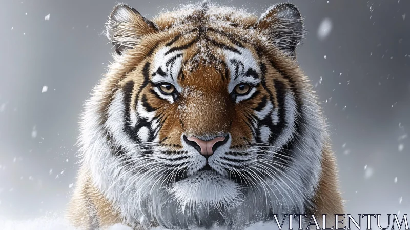 Tiger in Snow | Intense Wildlife Close-Up AI Image