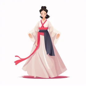 Graceful Anime Woman in Cultural Dress