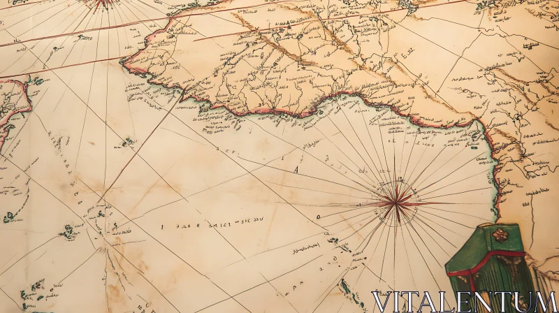 Vintage Map Featuring Detailed Coastlines AI Image