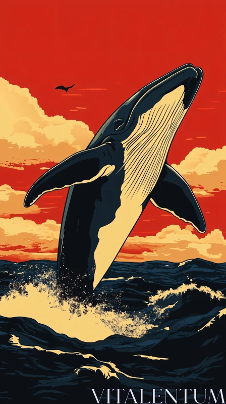 AI ART Artistic Whale in Vibrant Ocean