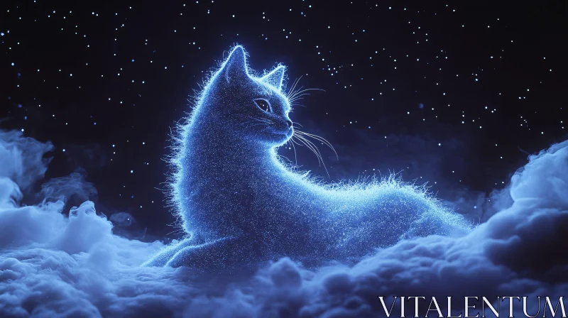 AI ART Galactic Feline in the Clouds