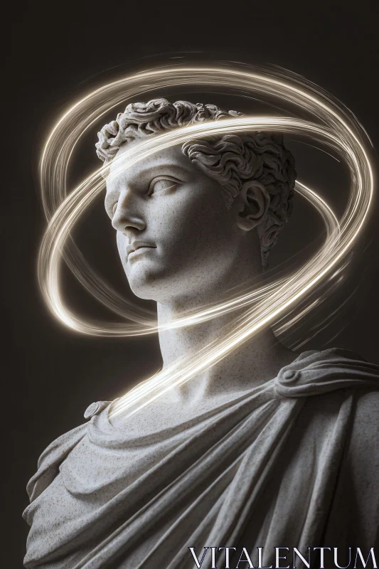 AI ART Marble Sculpture with Light Trails