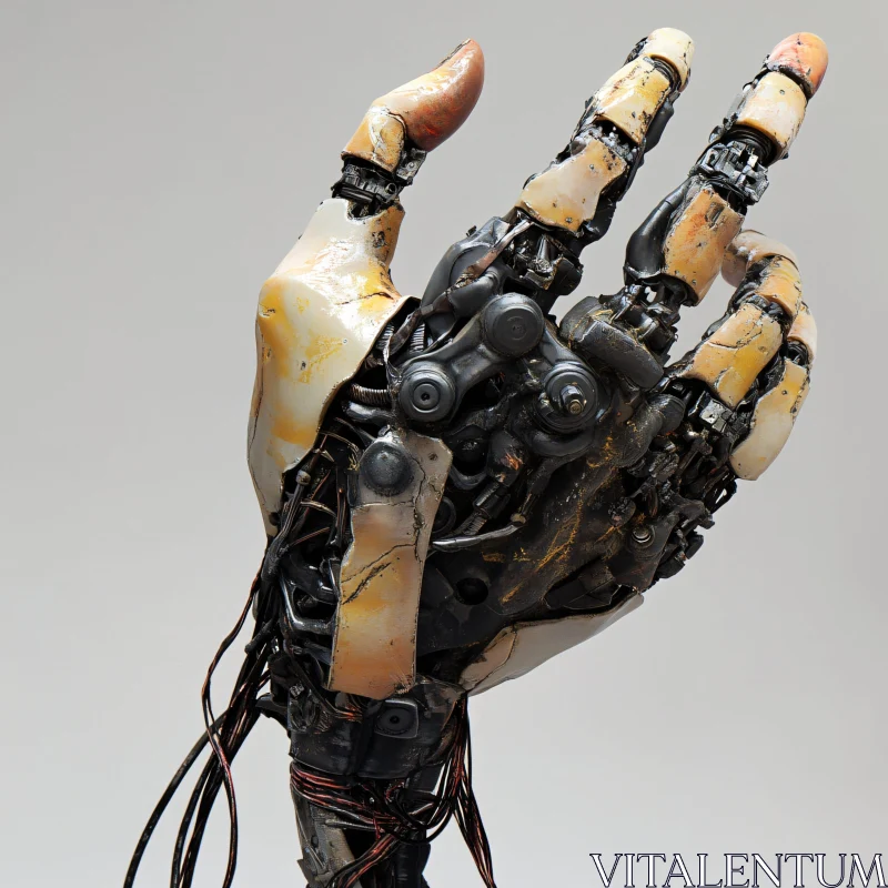 AI ART Mechanical Cyborg Hand Close-up