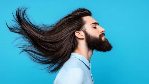 Serene Profile of a Man with Long Hair