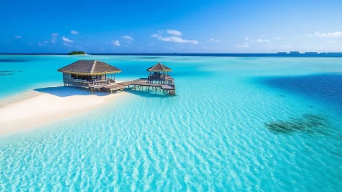 Serene Beach Huts on Clear Blue Waters