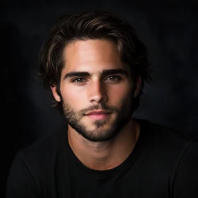 Young Man with Beard on Dark Background