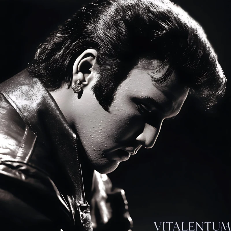 Timeless Side Profile of a Man in Leather Attire AI Image