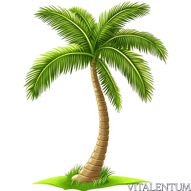 Tropical Palm Tree Drawing AI Image