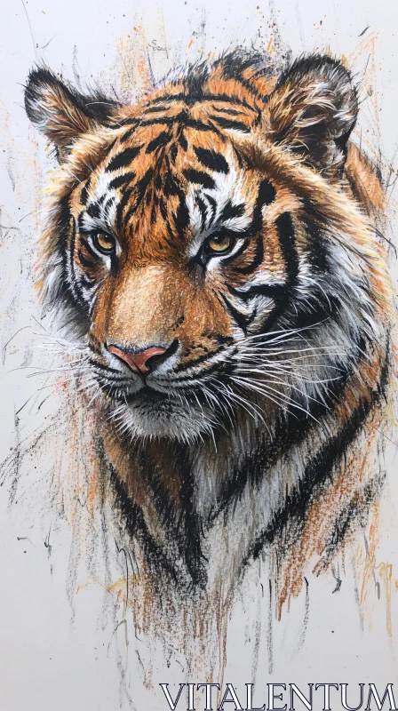 Intricate Tiger Portrait in Art AI Image