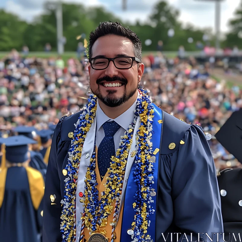 Happy Graduate Celebrating at Commencement AI Image