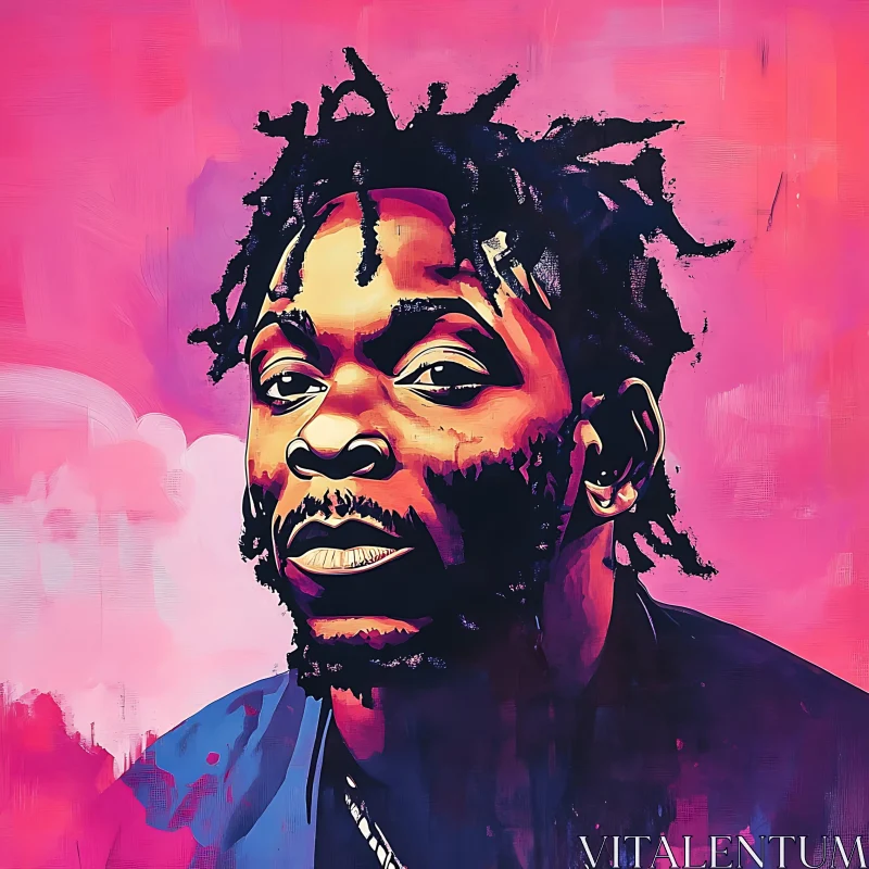 Colorful Abstract Portrait of a Man with Dreadlocks AI Image