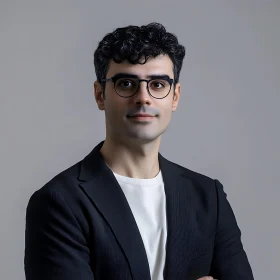 Confident Man Portrait with Black Jacket and Glasses