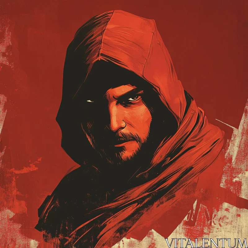 Mysterious Hooded Man Art AI Image