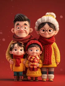 Cozy Cartoon Family Portrait