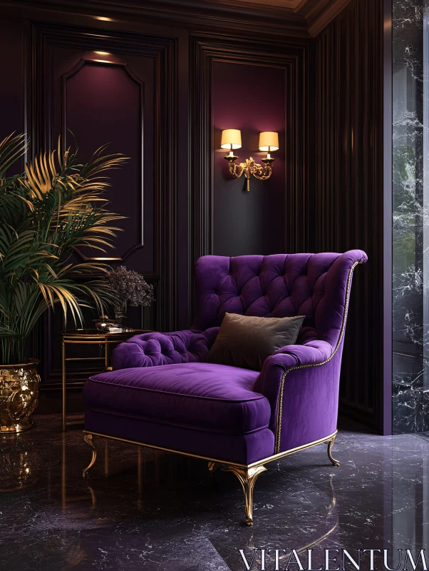 AI ART Opulent Interior Design with Regal Chair