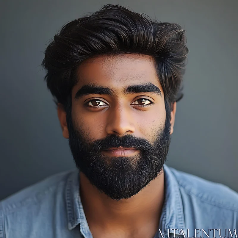 Expressive Male Portrait with Beard AI Image