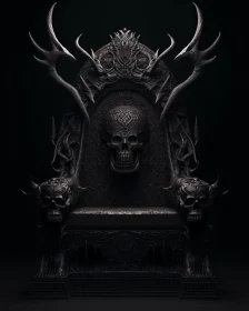 Gothic Skull-Adorned Dark Throne