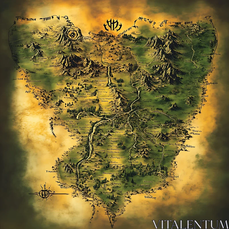 Mystical Fantasy World Map AI Image