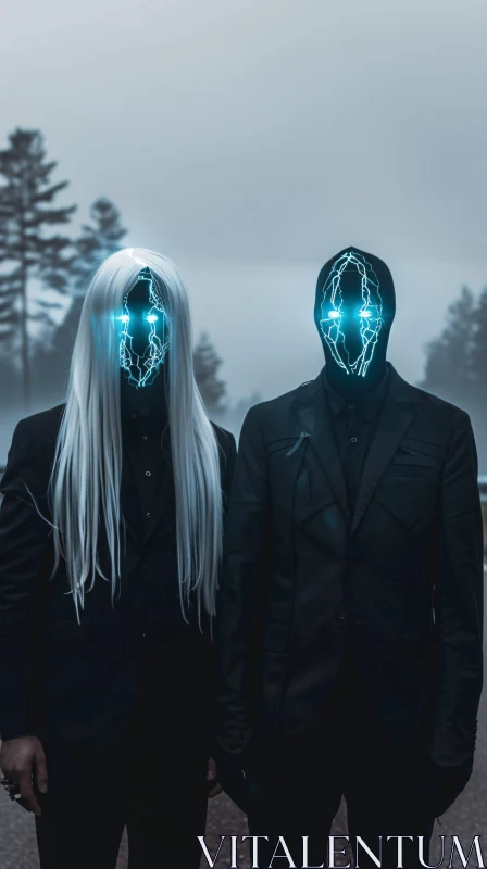 AI ART Electrifying Enigmatic Duo in Fog