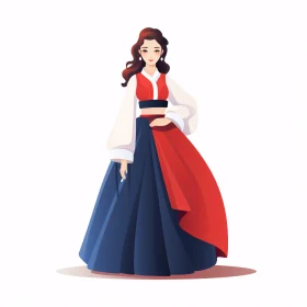 Elegant Hanbok Fashion Illustration