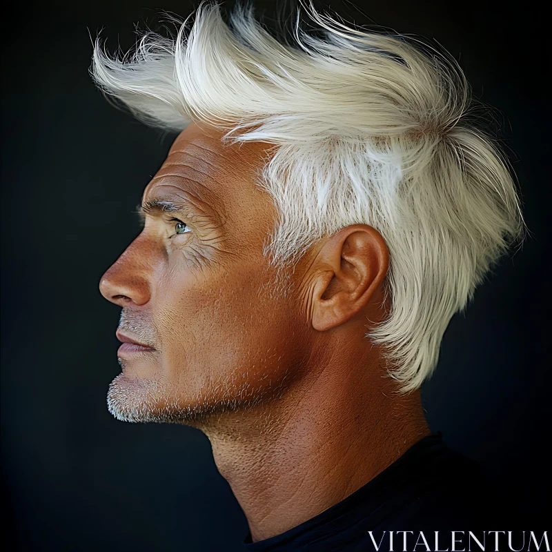 Profile of a Mature Man with Stylish Gray Hair AI Image