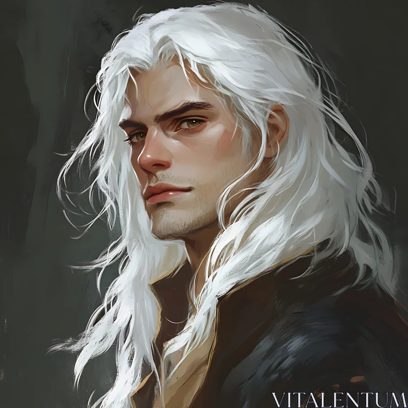 AI ART Man with Flowing White Hair Digital Art