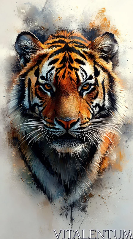 Wild Tiger Close-Up Art AI Image