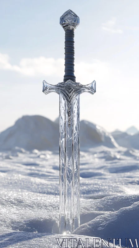 AI ART Glacial Blade in Winter Wonderland