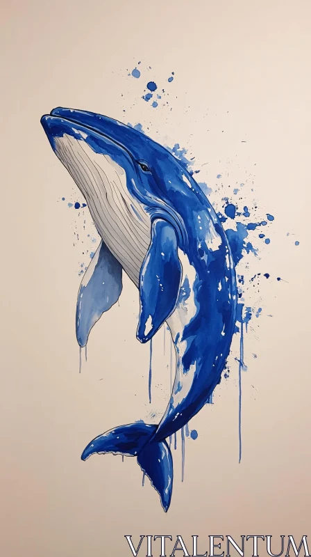 Majestic Blue Whale Art AI Image