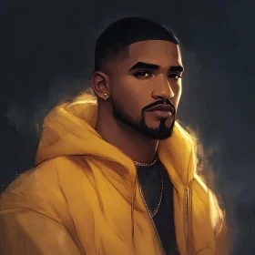 Man in Yellow Hoodie - Digital Art Illustration