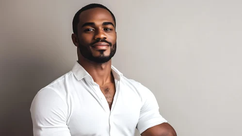 Charismatic Man in White Shirt with Arms Crossed