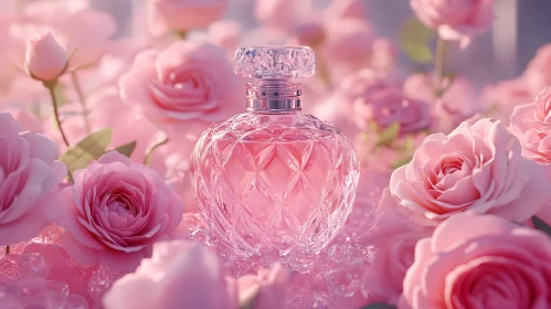 Luxurious Perfume and Pink Roses