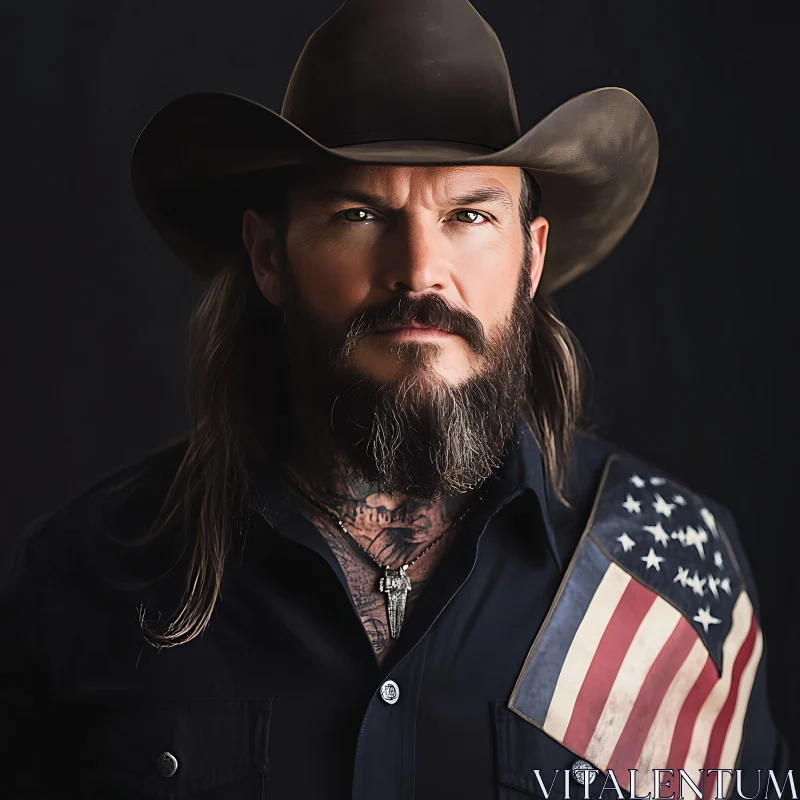 AI ART Detailed Portrait of a Cowboy with Intense Expression