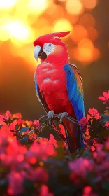 Exotic Parrot in Sunset Glow