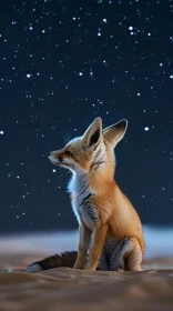 Fox Gazing at Stars in the Desert