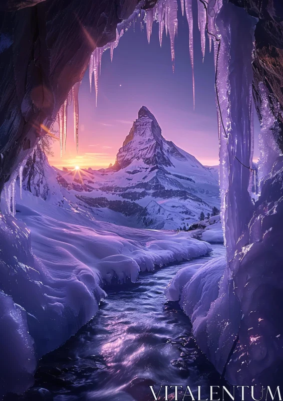 AI ART Majestic Mountain Peak at Dusk