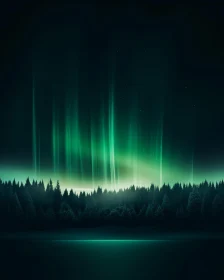 Aurora Borealis over Woodland