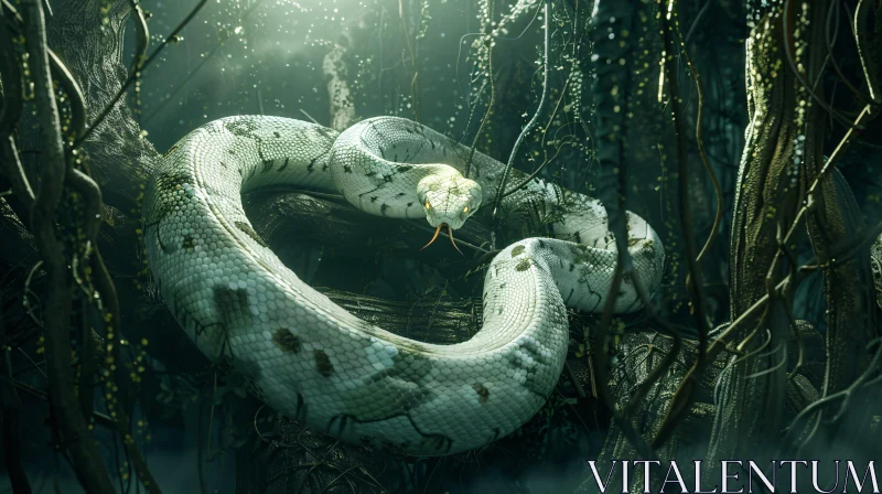 AI ART Snake Coiled in Jungle Wilderness