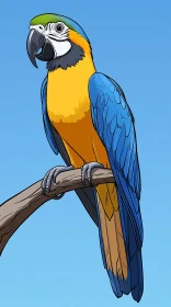 Colorful Macaw on Branch