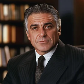 Authoritative Older Man in Pinstripe Suit