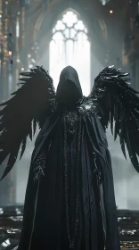 Gothic Angel with Black Wings