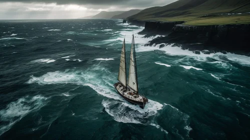 Sailboat Exploring the Vast Ocean