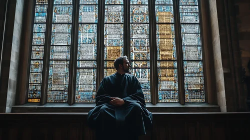 Reflective Mood in a Gothic Church