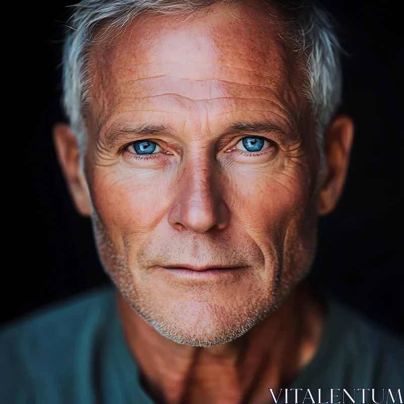 Elderly Man Portrait with Blue Eyes AI Image